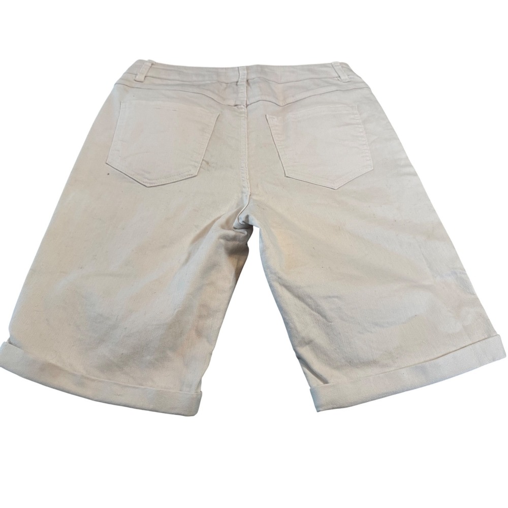 d.jeans Womens White Denim Bermuda Shorts Size 6 Cuffed Stretch Mid Rise - Picture 2 of 6